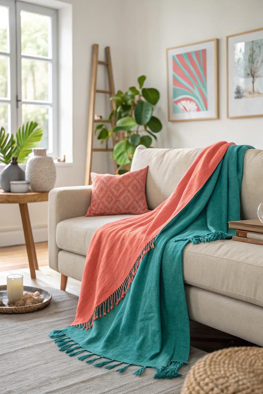 A pop of color breathes life and energy into your living room. #ColorSplash #VibrantVibes