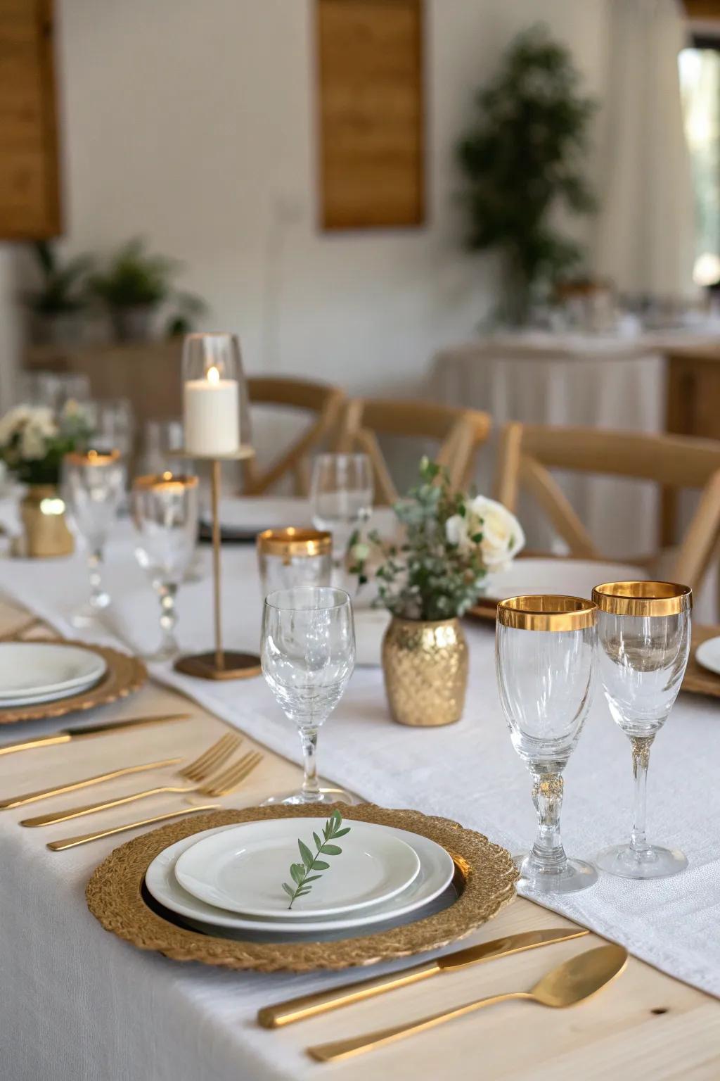 Add opulence with glassware that features elegant gold rims. #GoldAccents #LuxuryDining #TableDecor