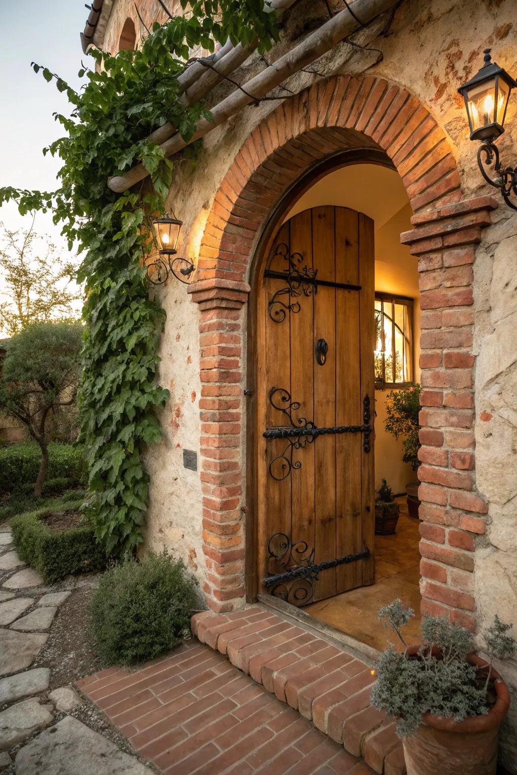 Step back in time with rustic brick arched doorways that exude charm.