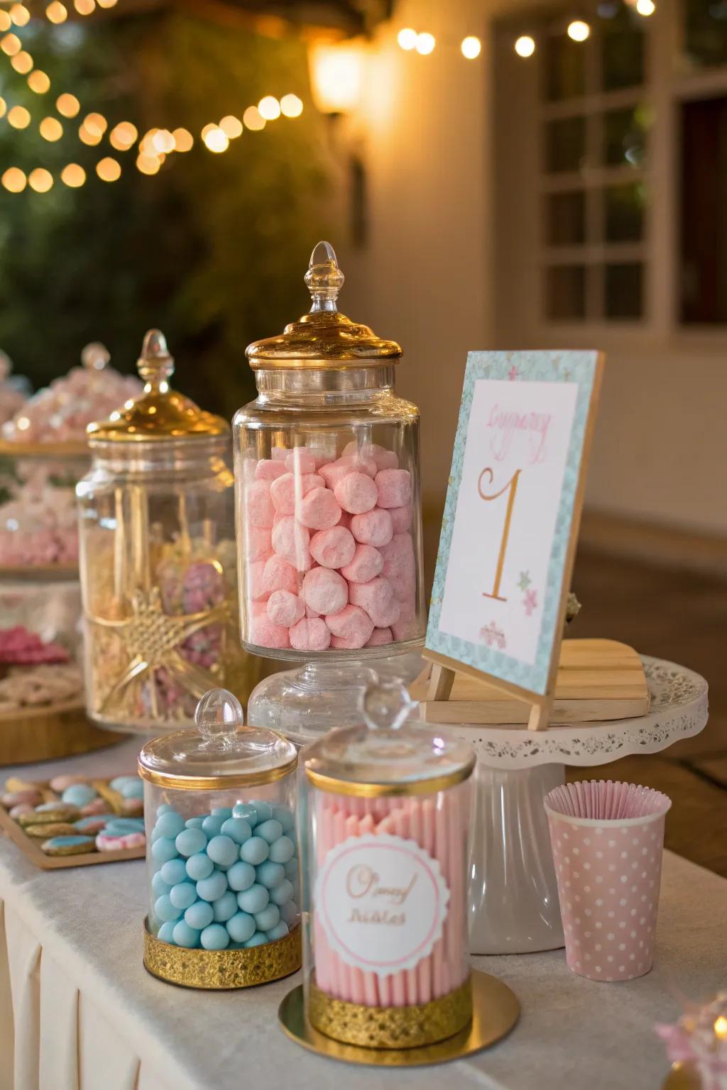 Indulge in a sweet station that's both a visual and culinary treat. 🍬 #SweetStation #PartyTreats
