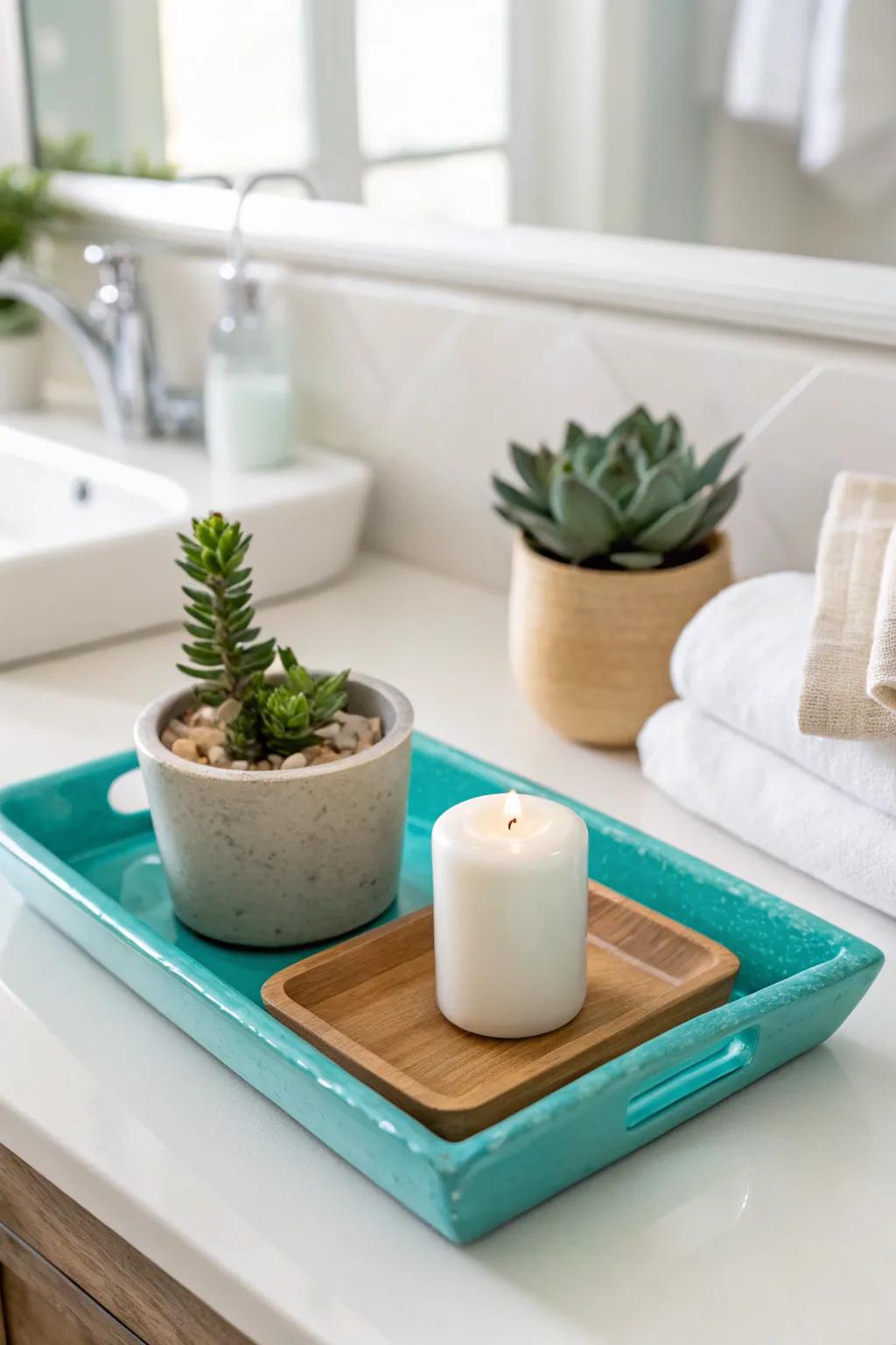 Add a splash of color with vibrant trays for a lively atmosphere. #VibrantLiving #ColorfulDecor