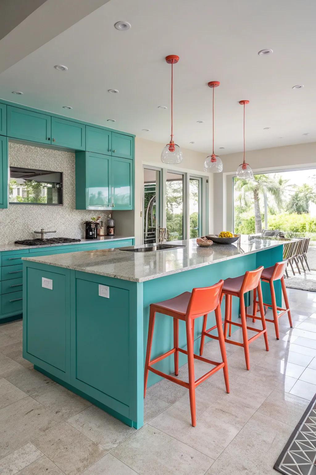 Achieve a sleek and modern look with a monotone kitchen island design. #MinimalistDesign #ModernKitchen