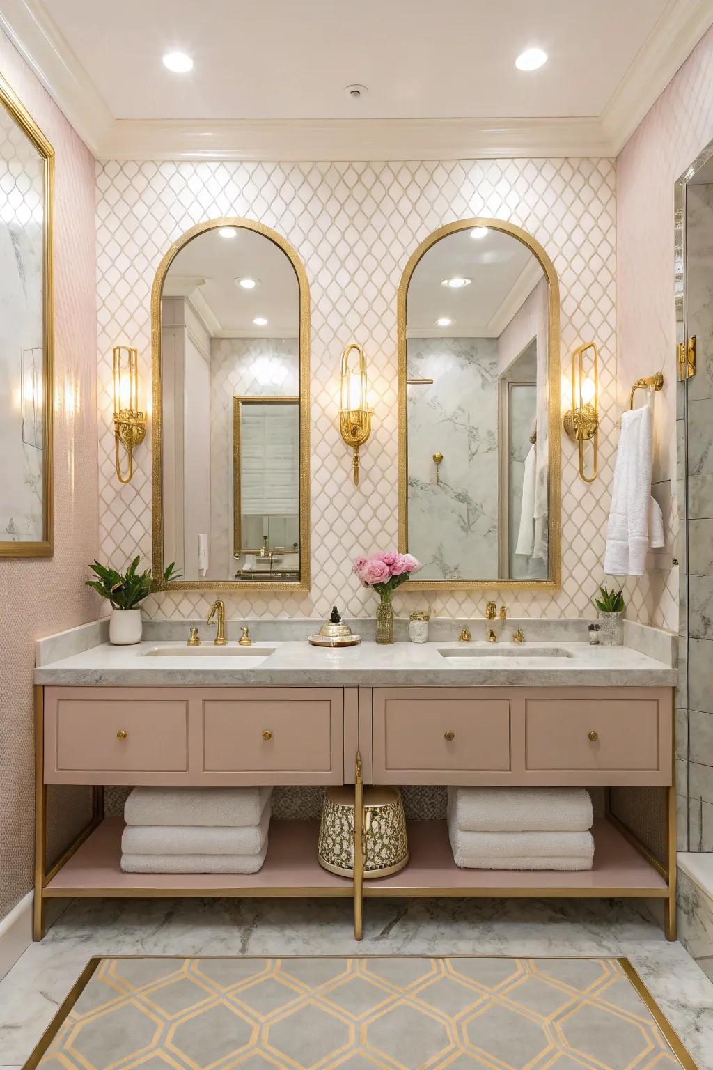 Vanity mirrors elevate the bathroom, adding light and sophistication. ✨ #VanityDesign #BathroomMirrors
