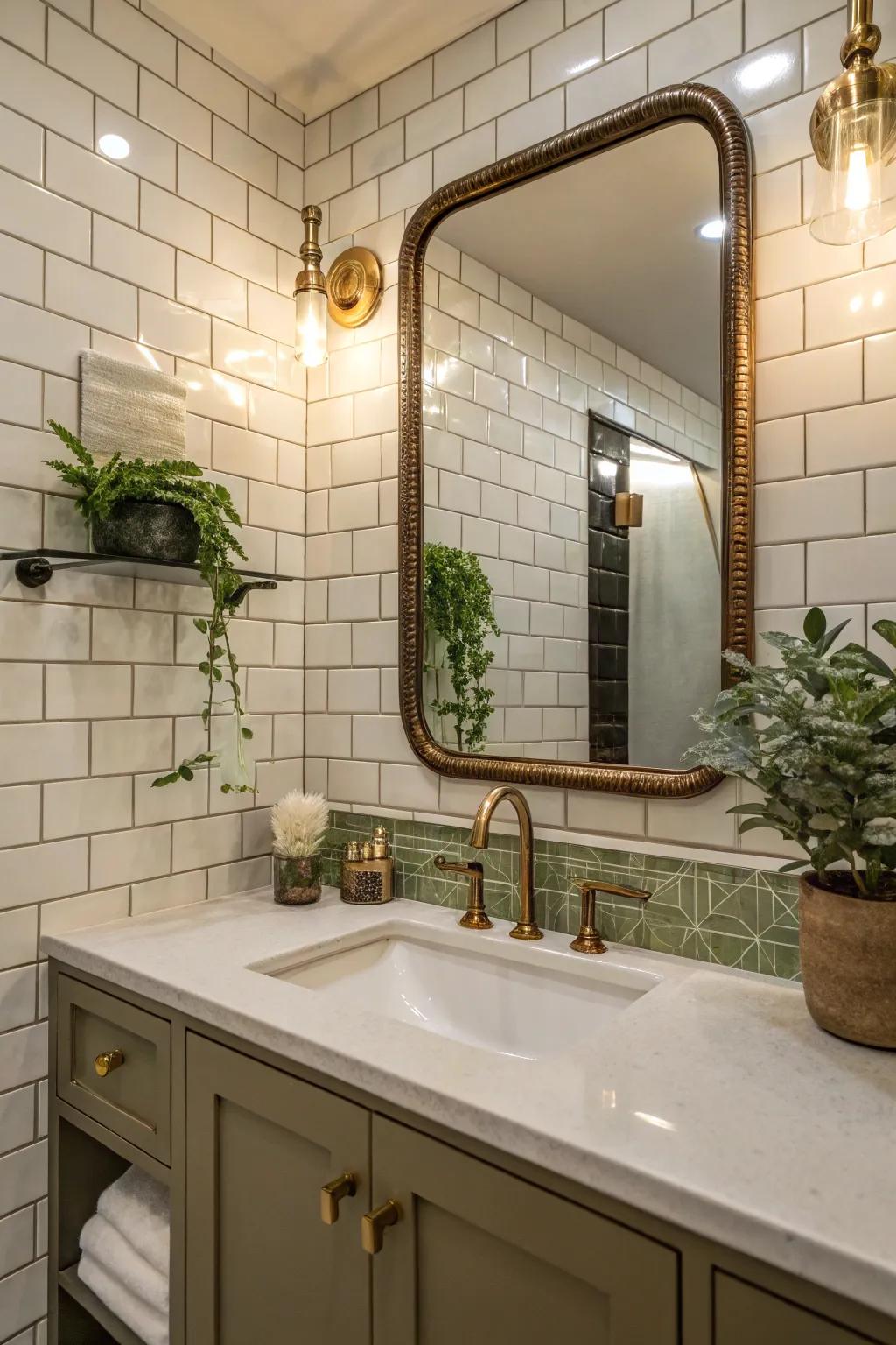 Achieve a sleek and versatile look with classic subway tiles. 🚿 #SubwayTiles #BathroomGoals