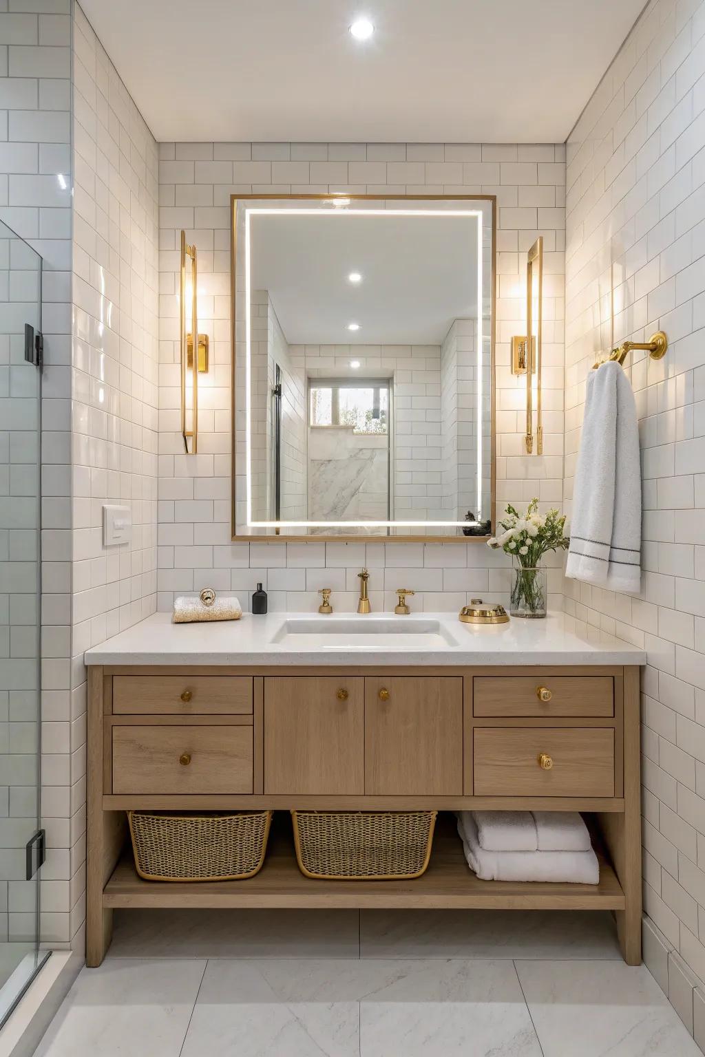 Achieve a clean and modern look with a minimalist vanity, perfect for any sleek bathroom. ✨ #MinimalistDesign #VanityStyle #CleanAesthetics