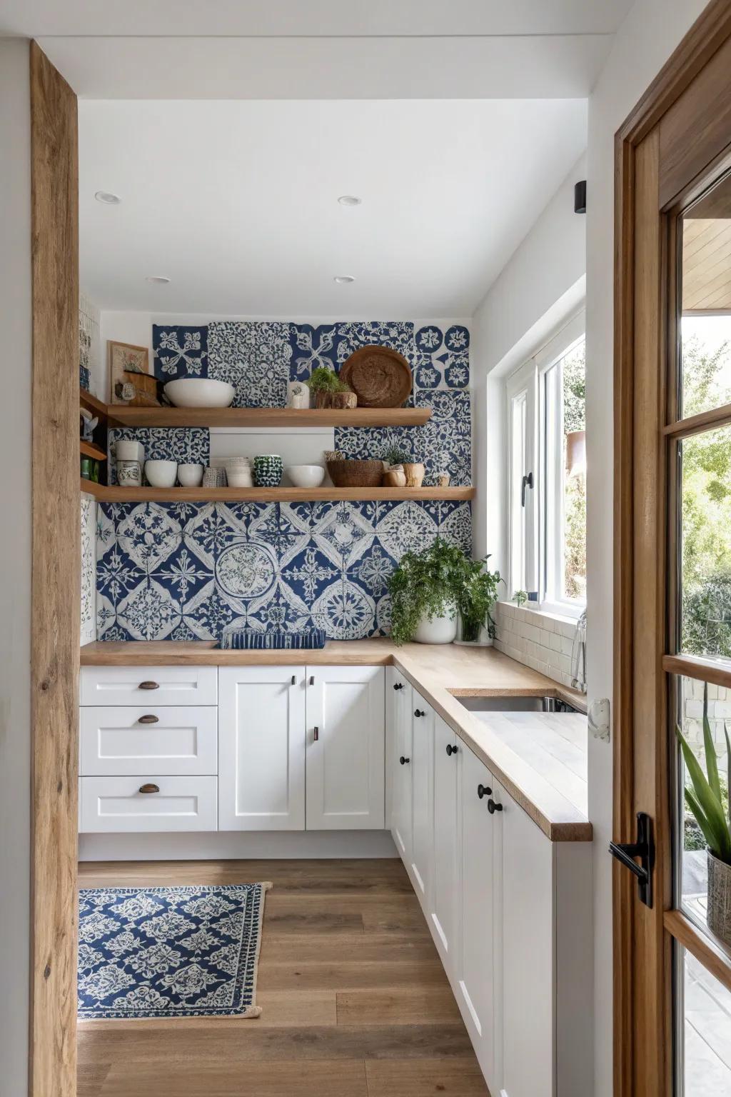 Create a focal point with a mosaic backsplash that adds artistry and charm.