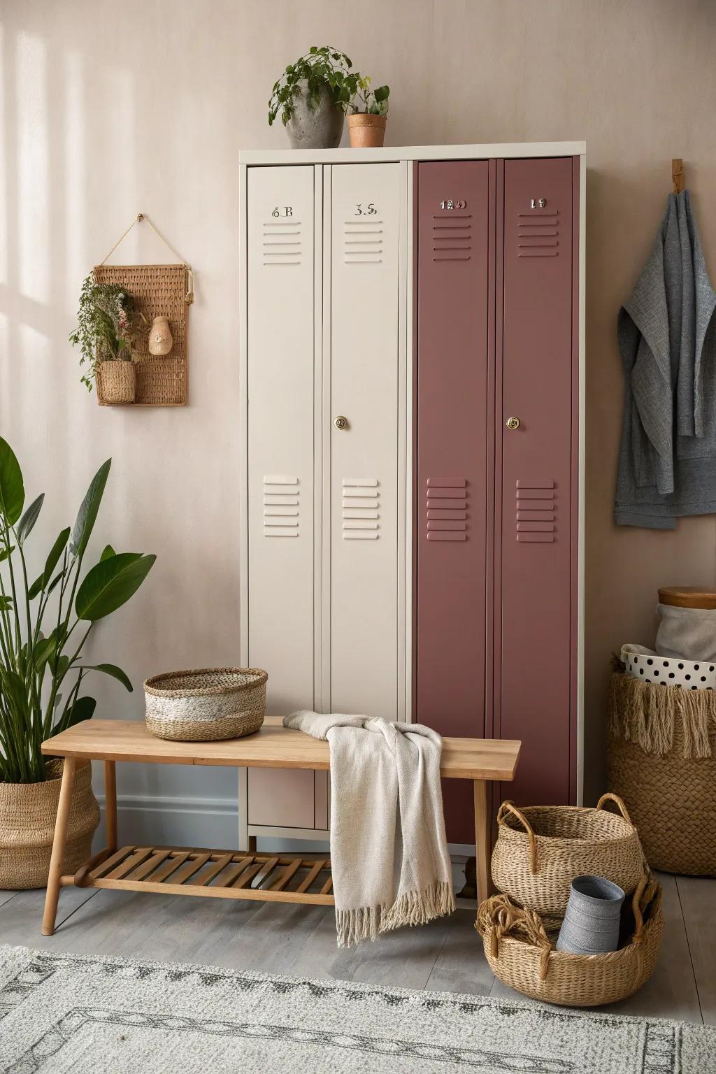 🎨 Elevate your decor with elegant two-tone lockers that offer depth and style. #TwoToneDesign #ElegantHome