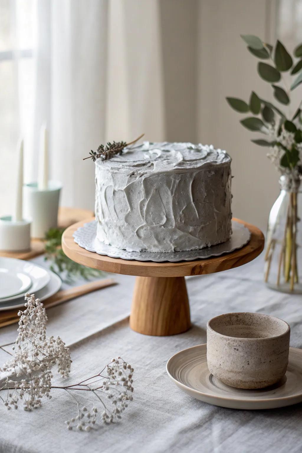 Textured silver frosting that invites touch and taste. 🍰 #FrostingFun #CakeTrends
