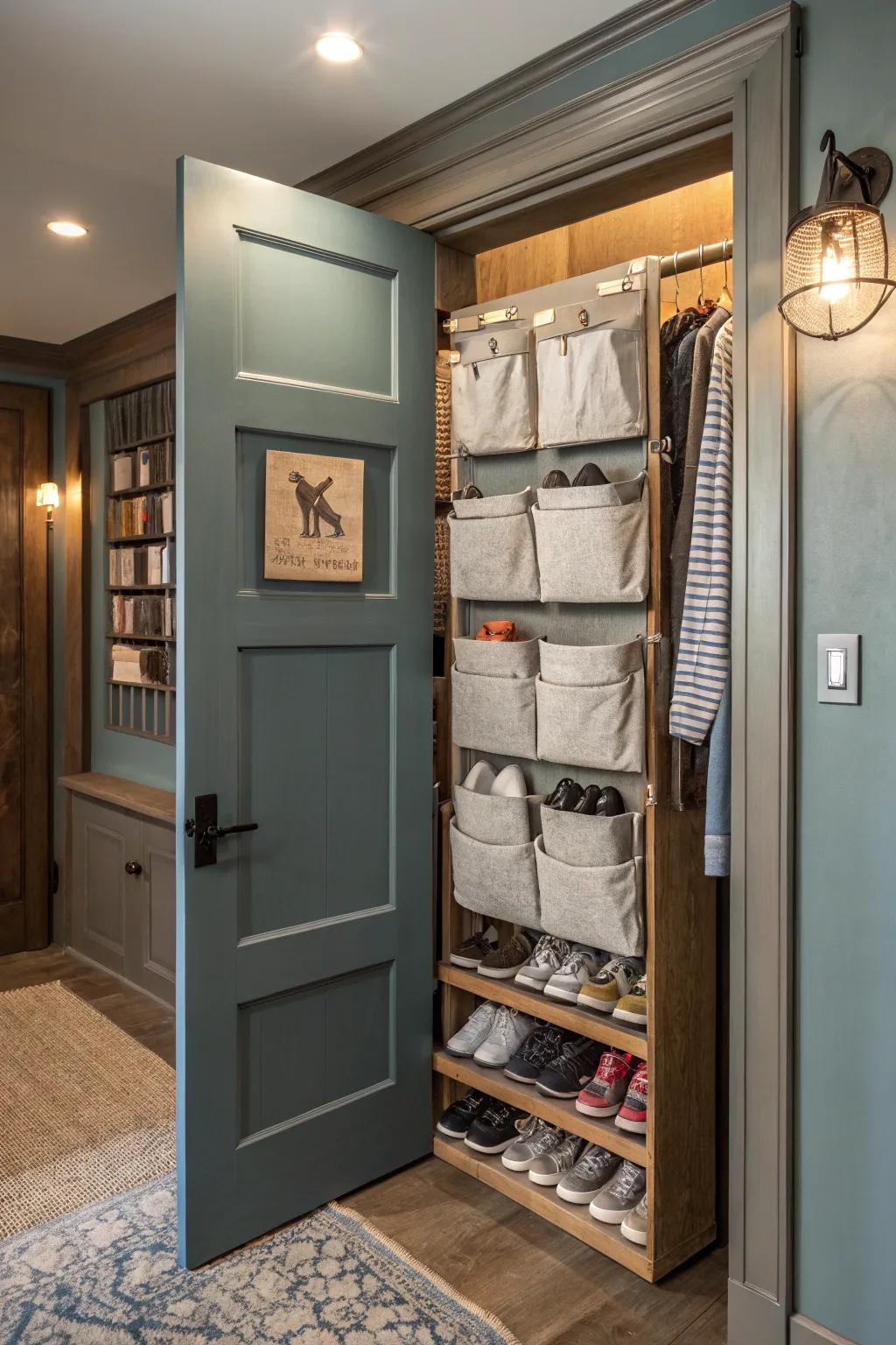 Maximize every inch of your closet with over-the-door storage solutions. #SpaceSaver #SneakerOrganization