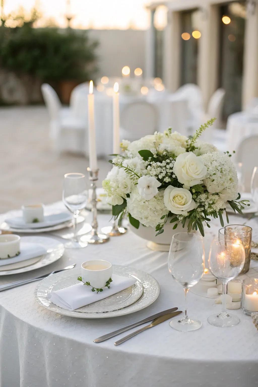 Embrace modern elegance with a timeless monochromatic white palette. 🤍✨ #MinimalistWedding #ModernElegance