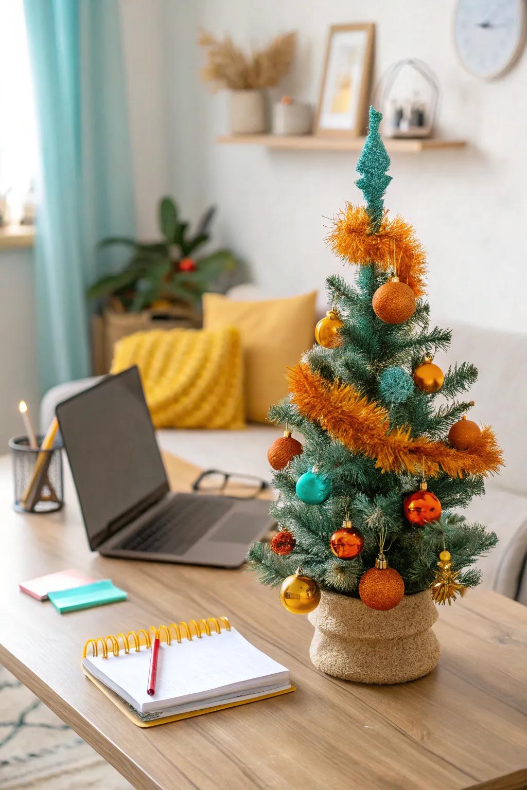 Keep the holiday spirit alive in your workspace with a festive touch on your desk. 🎅 #HomeOffice #HolidayWork #FestiveDecor
