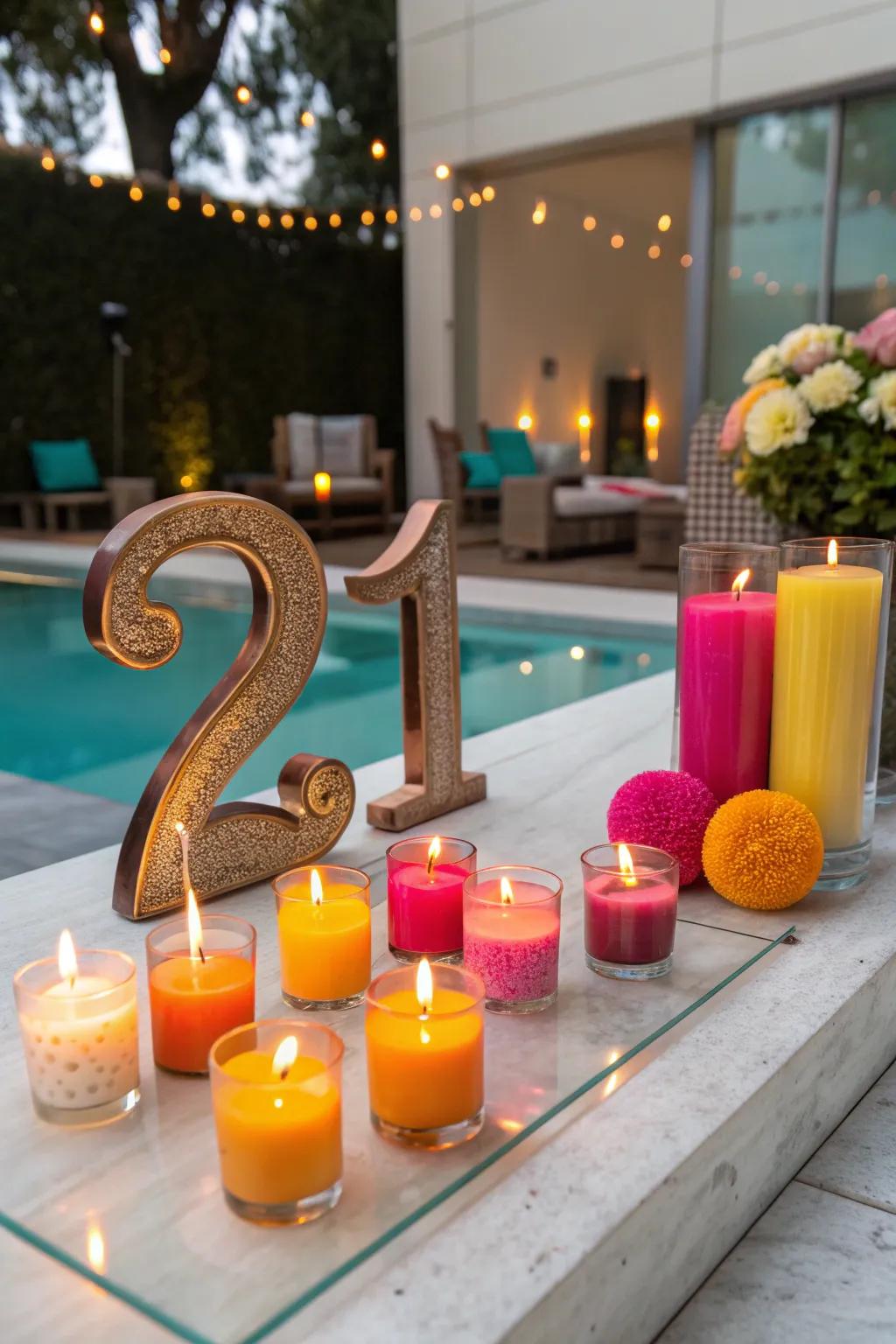 Create a cozy and inviting atmosphere with scented candles that subtly enhance your party setting.