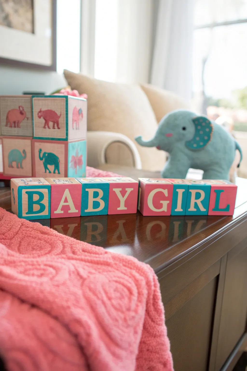 Elevate your decor with charming blocks that add a personalized touch to your celebration.