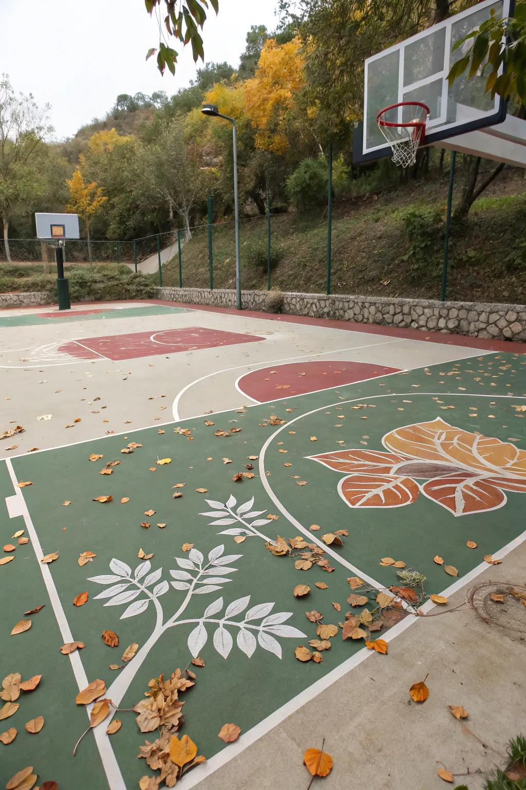 Seasonal themes bring a touch of nature's beauty to your court. 🍂🌸 #SeasonalDesign #NatureInspired