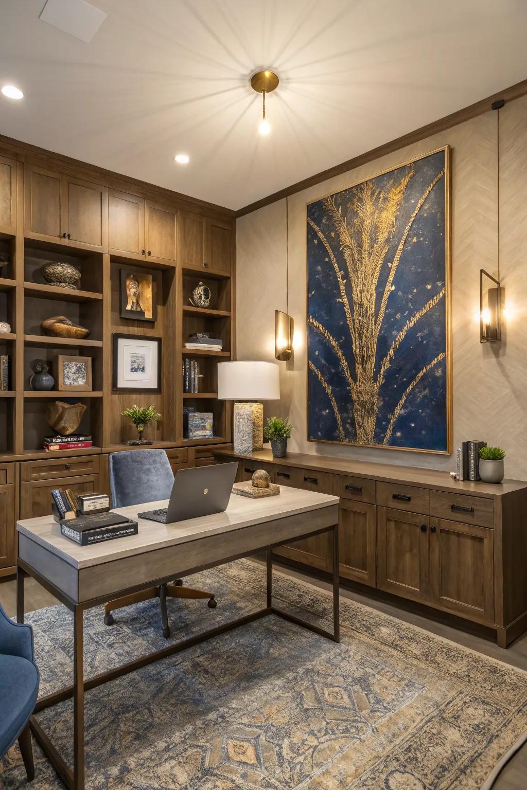 Art transforms your office into a space of inspiration. #ArtInspiration #OfficeDecor #CreativeSpace