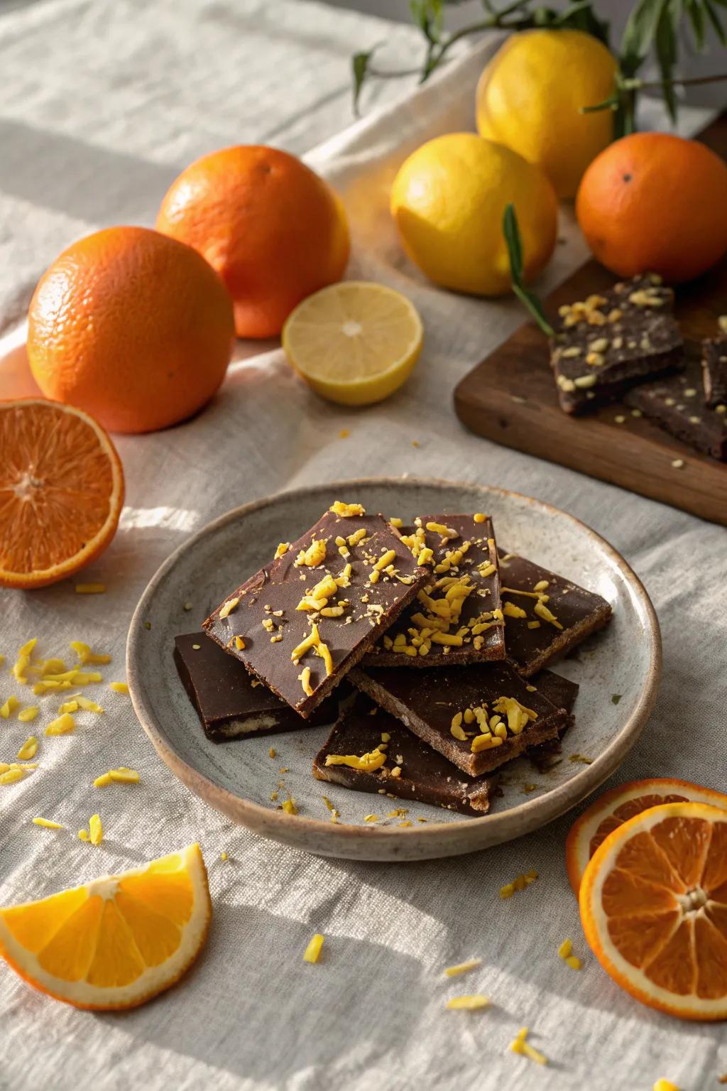 Add a zesty kick to your holiday treats with citrus-infused bark.