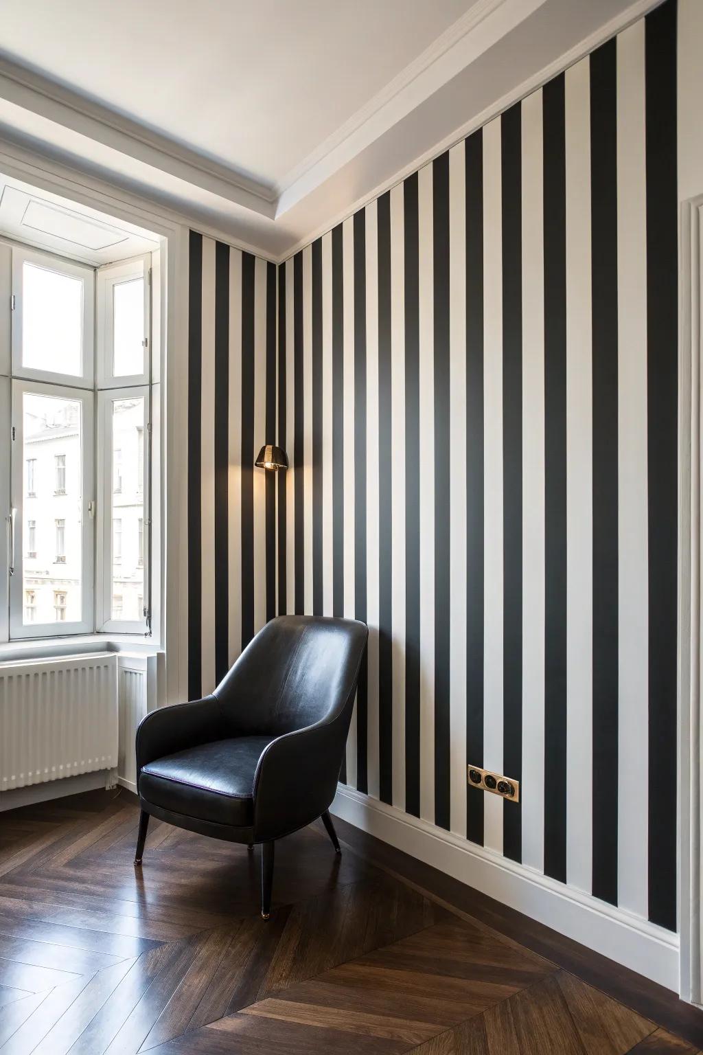 Create a dynamic space with bold stripes that draw the eye and add drama to your decor.