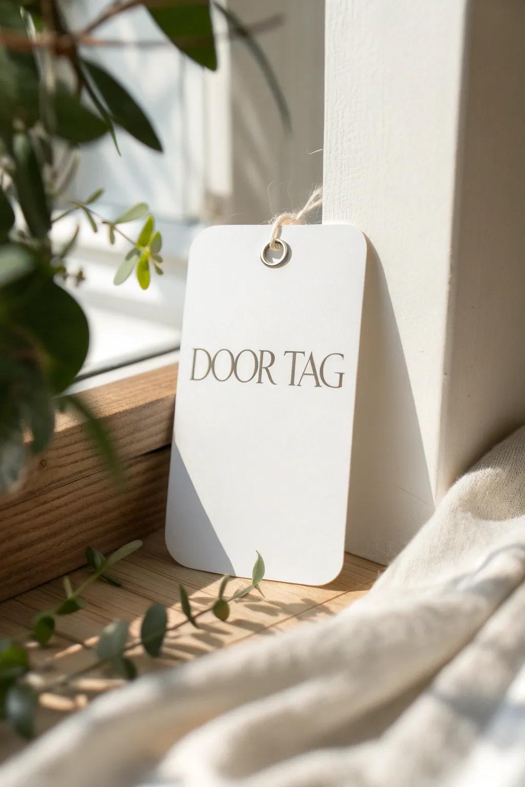Keep it simple and elegant with minimalist door tags that speak volumes.