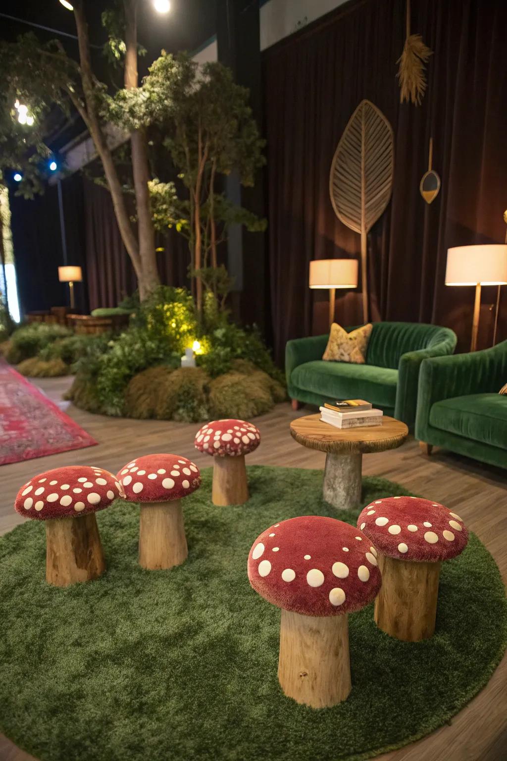 Inject fun into your space with toadstool seating that delights both young and old.