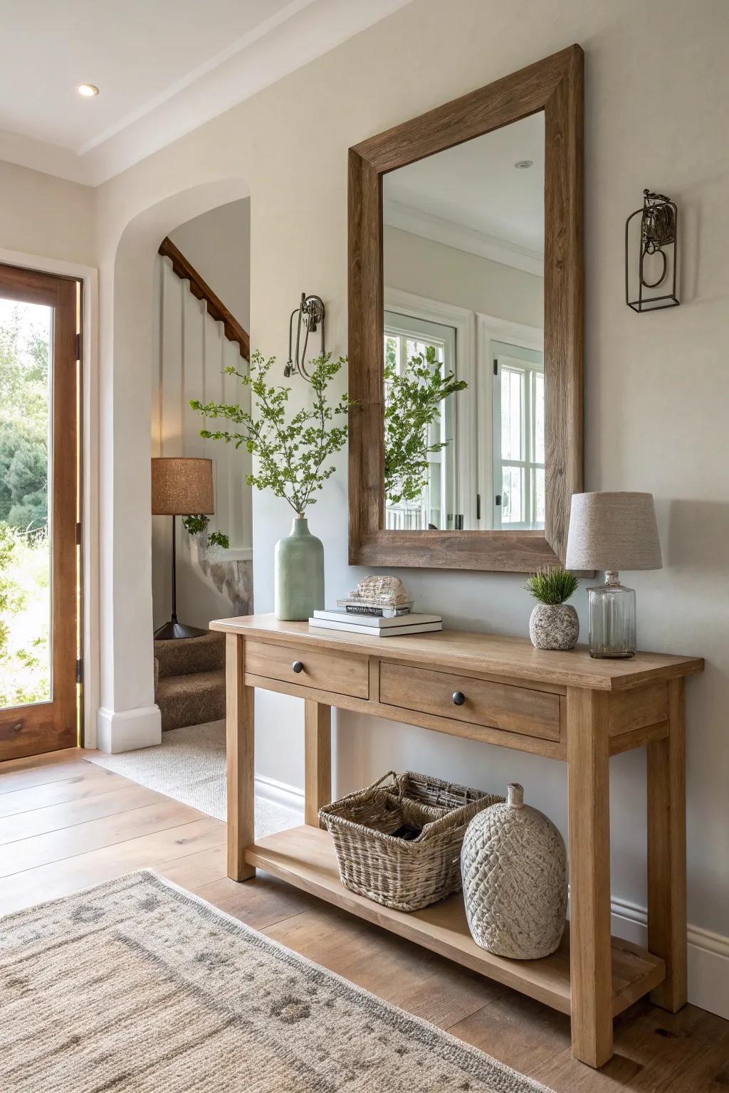 Beveled edges add a sophisticated shine to your hallway mirrors. ✨ #ElegantTouch