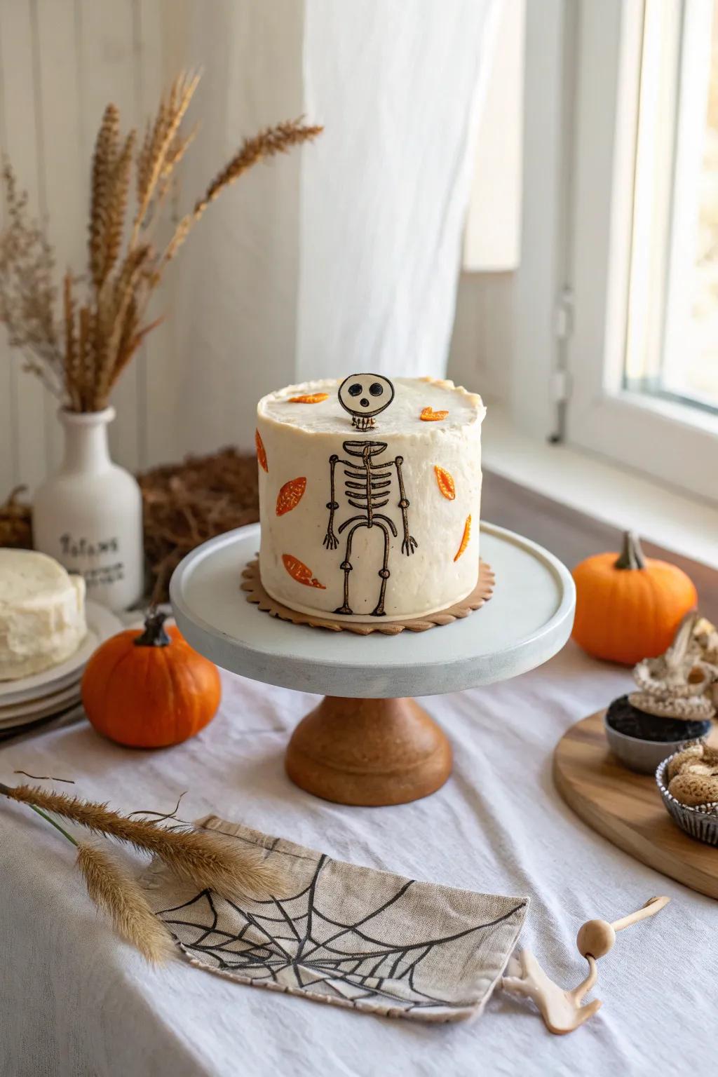 Dance into fun with this lively skeleton-themed cake!
