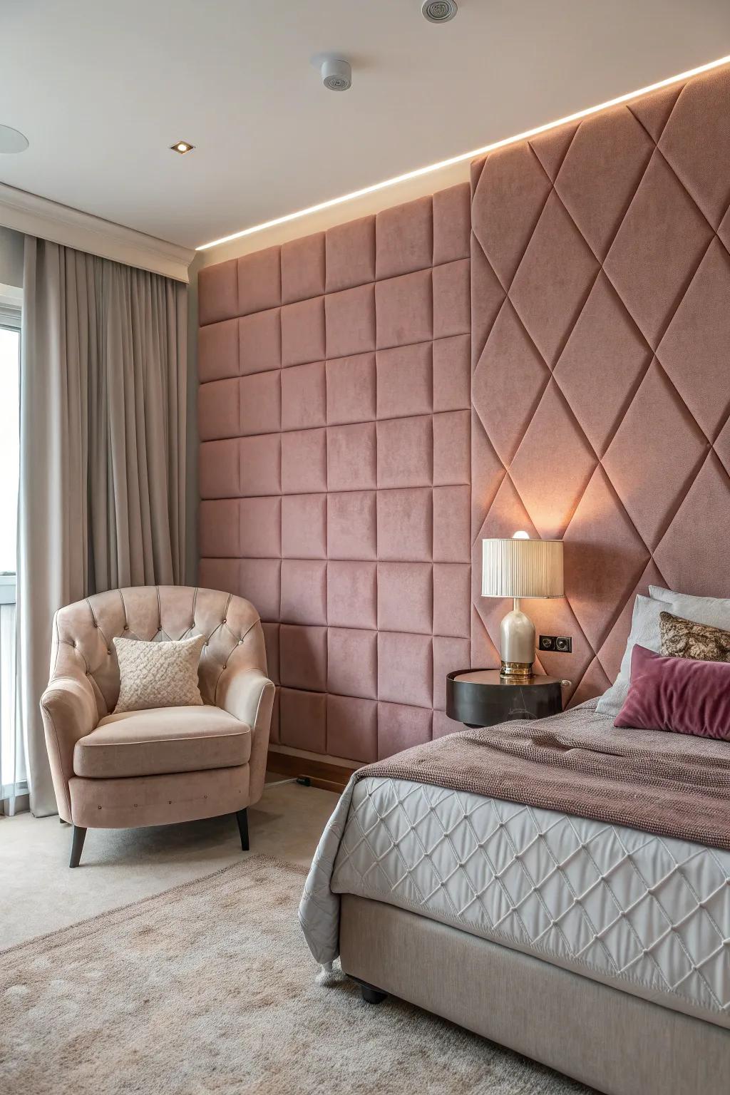 Add softness and warmth to your bedroom with textile cladding that invites comfort.