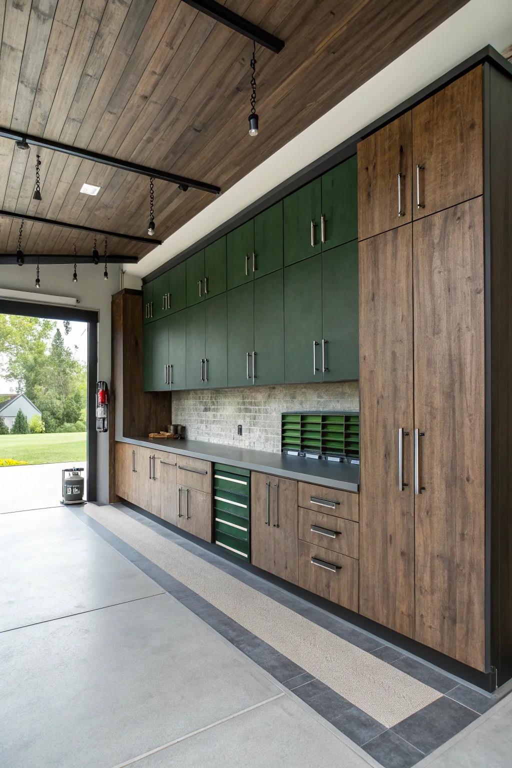 Create an airy, modern garage with floating cabinets and versatile space. #FloatingDesign #GarageTrends