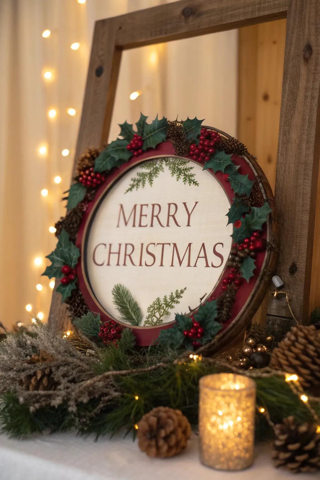 Create a subtle Christmas theme with a circular frame design in your logo.