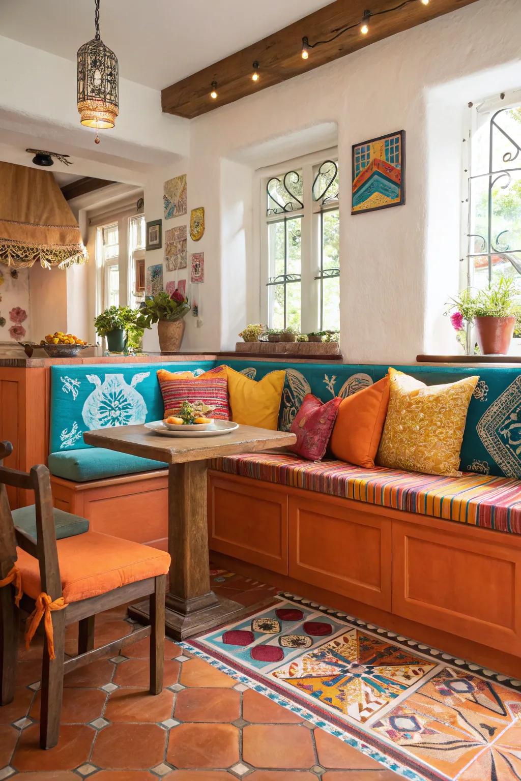 Banquettes invite comfort and connection in your kitchen. 🪑 #CozySeating #KitchenNook