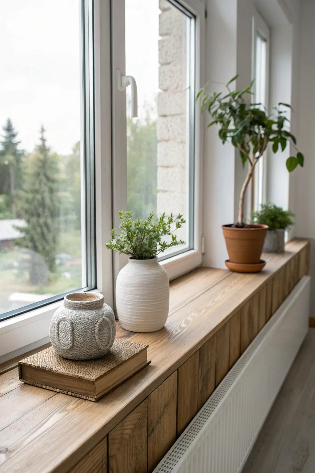 Bring rustic charm to your home with a window sill made from reclaimed wood.