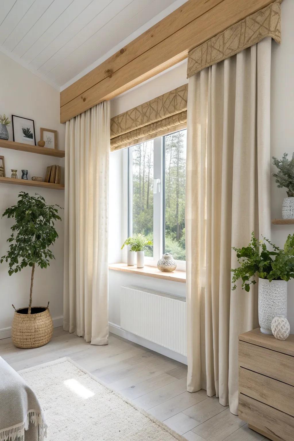 Light wood valances enhance the airiness of spaces filled with natural light. 🌞 #AirySpaces #LightWood