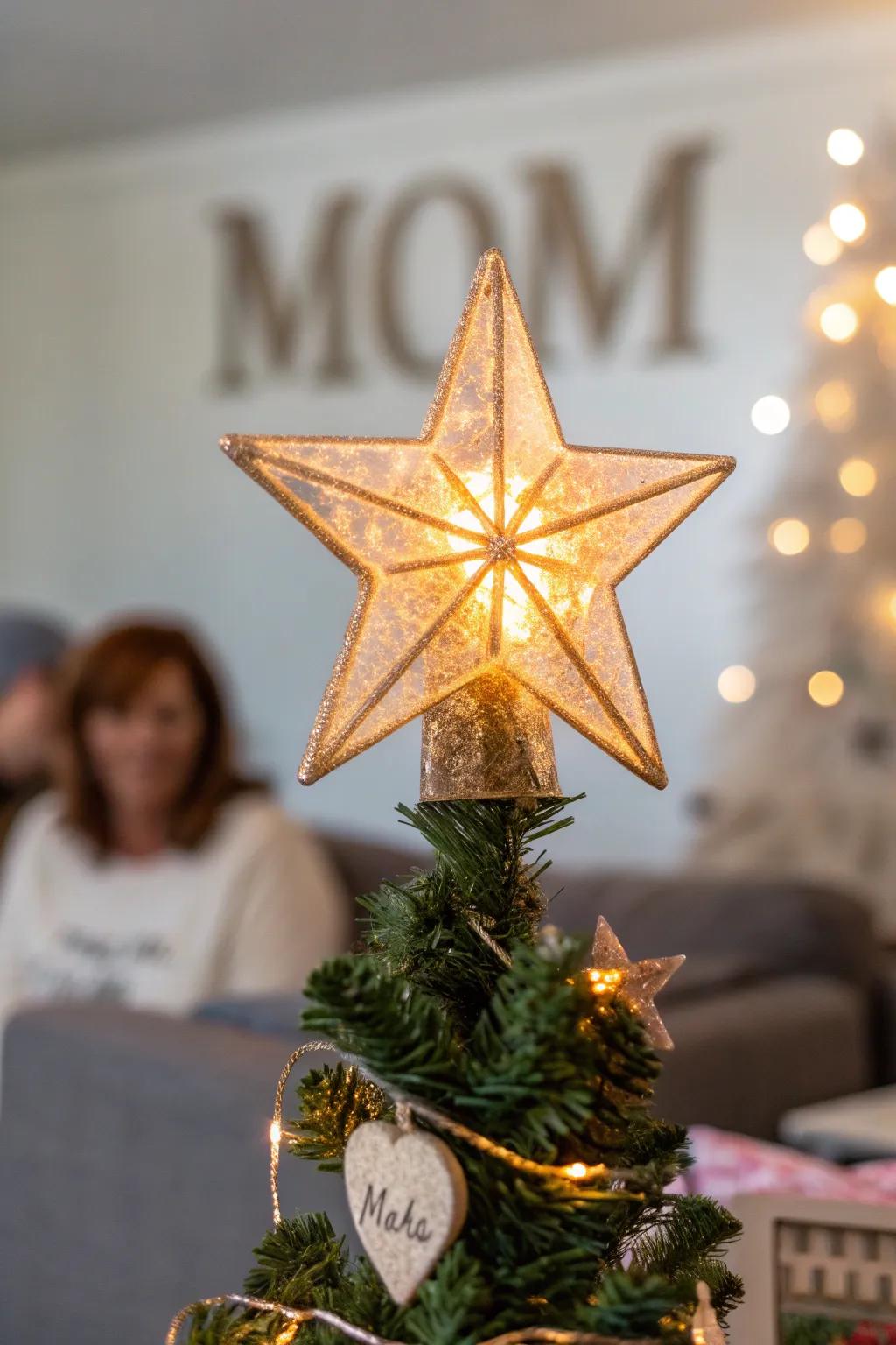 Crown your tree with a meaningful topper that symbolizes your family's new beginnings.