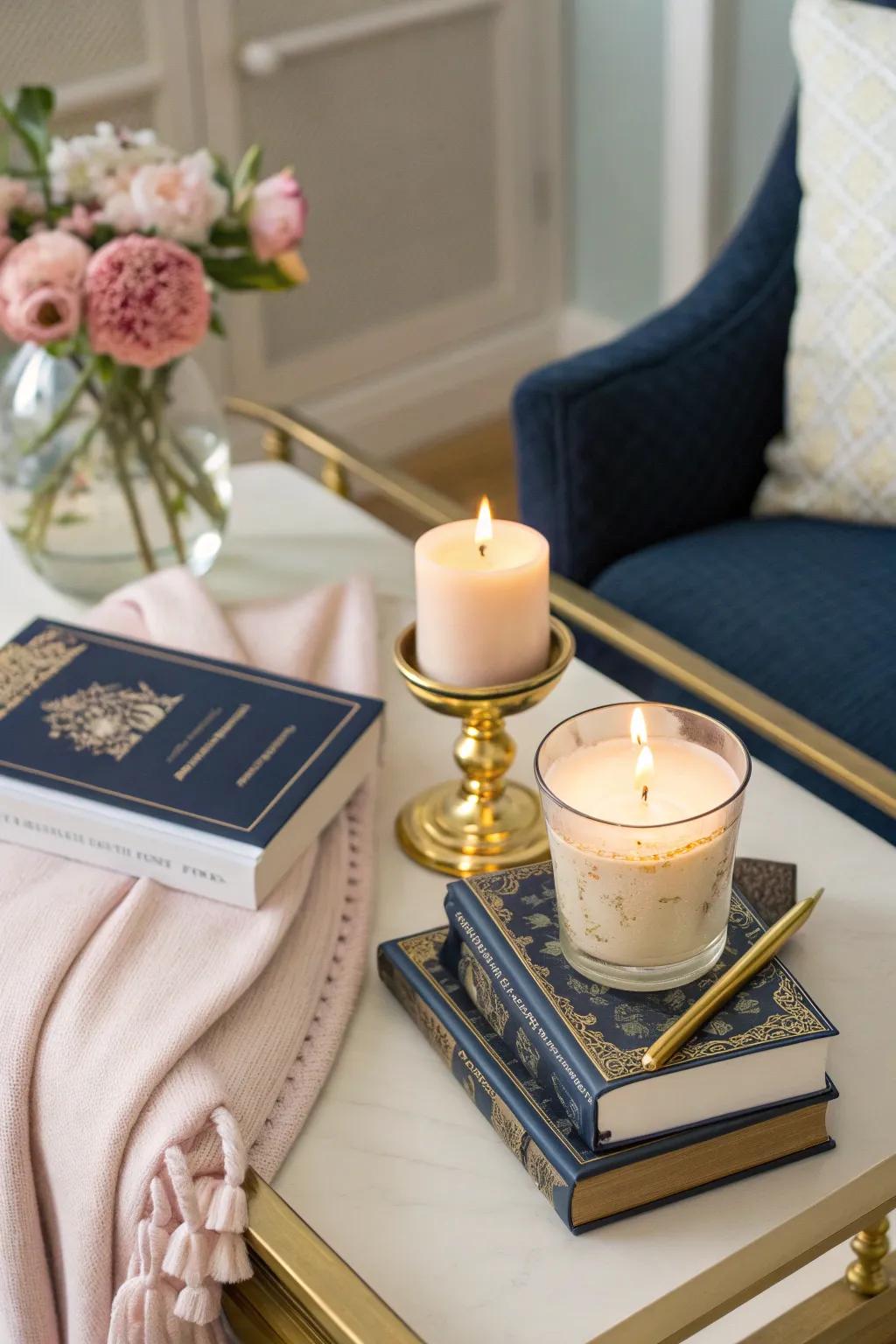 Infuse tranquility into your workspace with soothing candlelight.