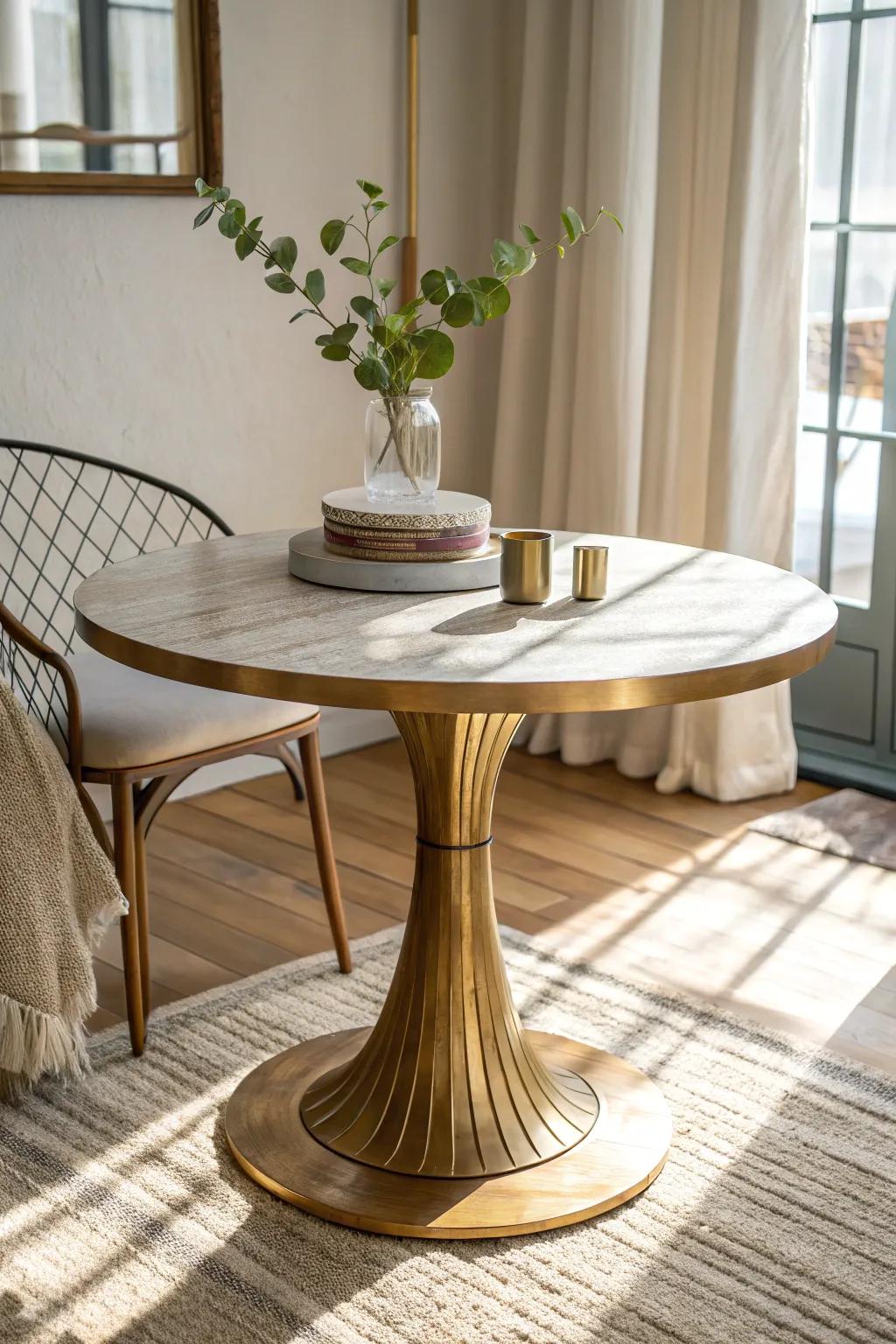 Elevate your dining experience with a brass base that exudes elegance.