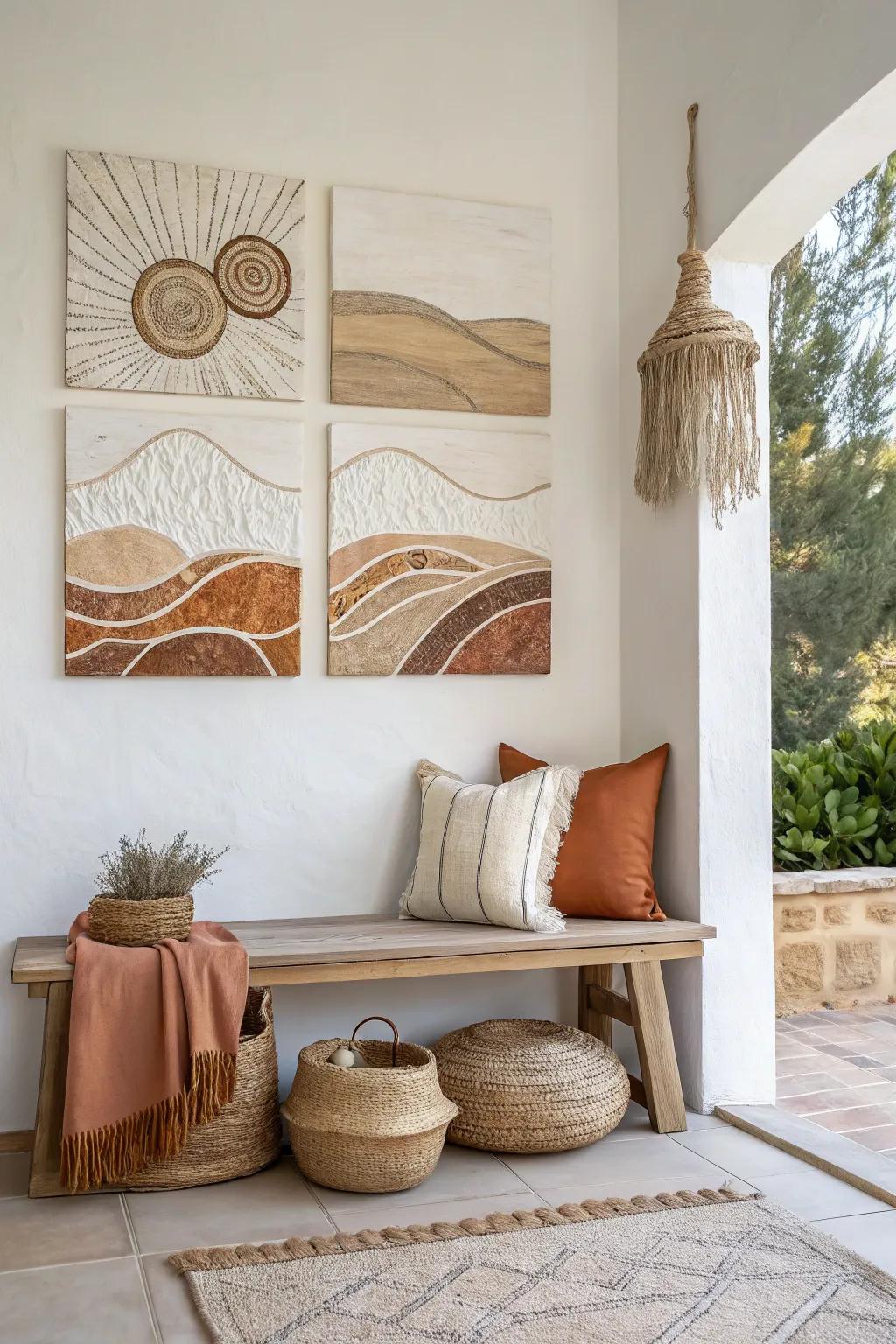 Add depth and intrigue with textured split paintings.