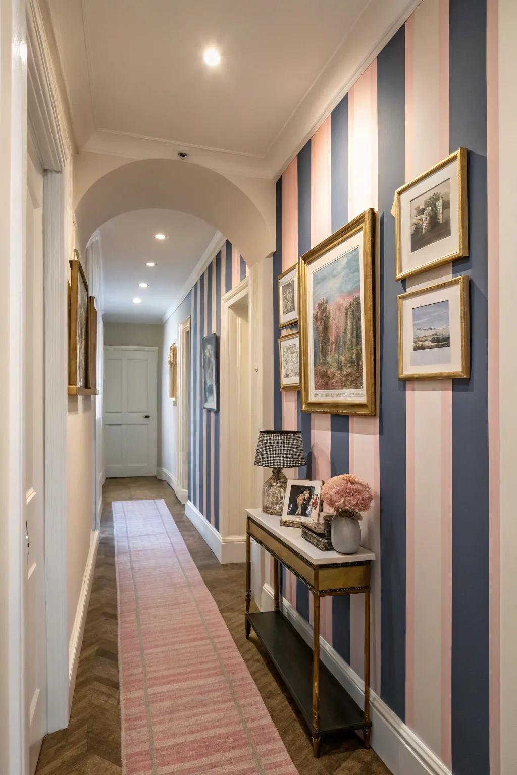 Transform your stripes into a canvas by adding art and photos for a personal gallery.