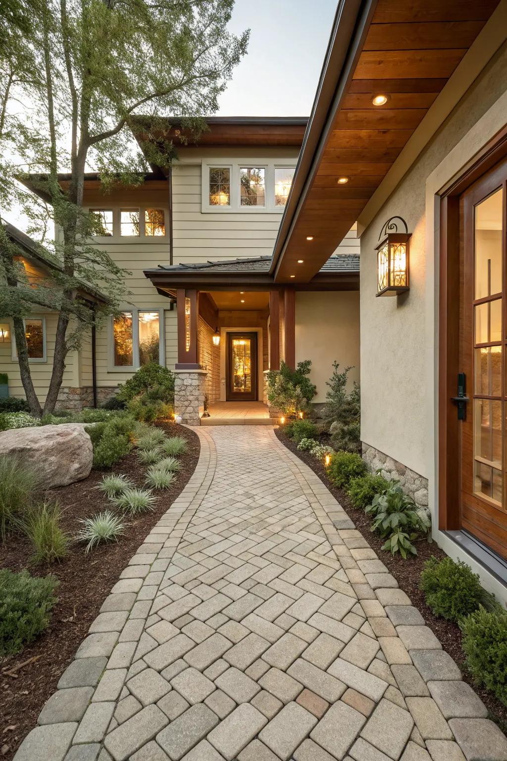 Create visual intrigue with textured pavers that enhance your walkway's appeal.
