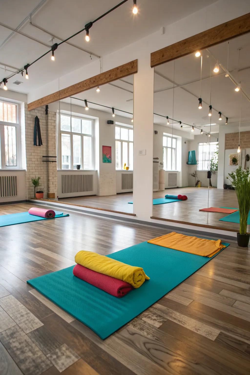 Expand your space and refine your practice with the addition of large mirrors.