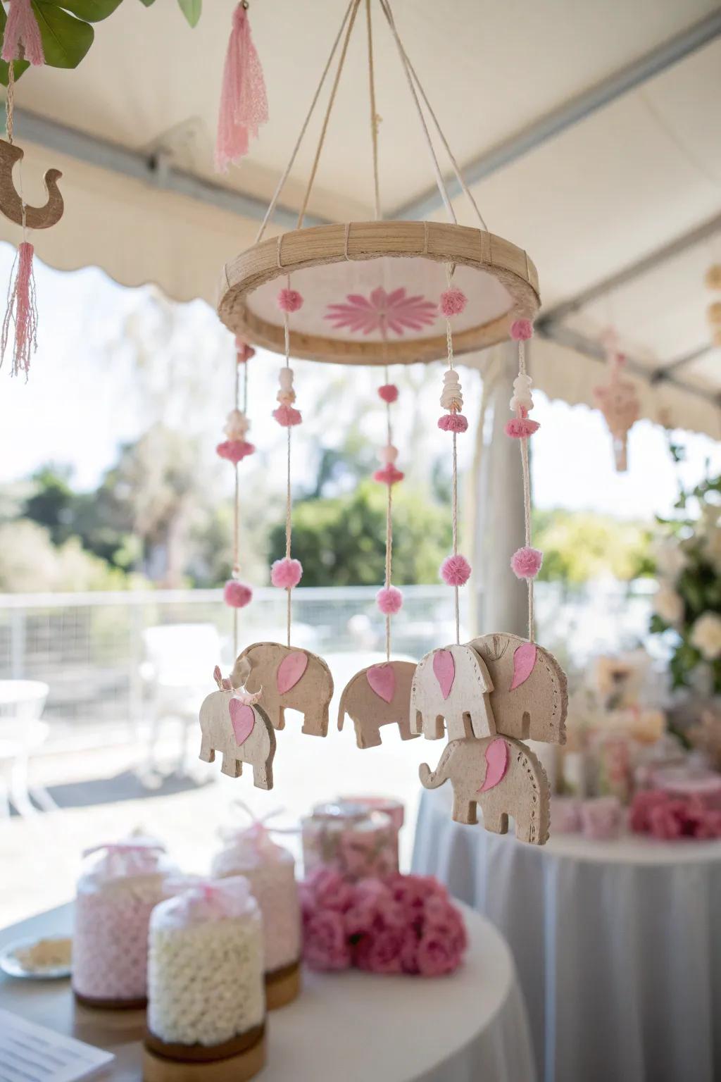 Add a whimsical touch with a charming elephant mobile that delights and inspires. #DIYDecor #CraftIdeas 🎨
