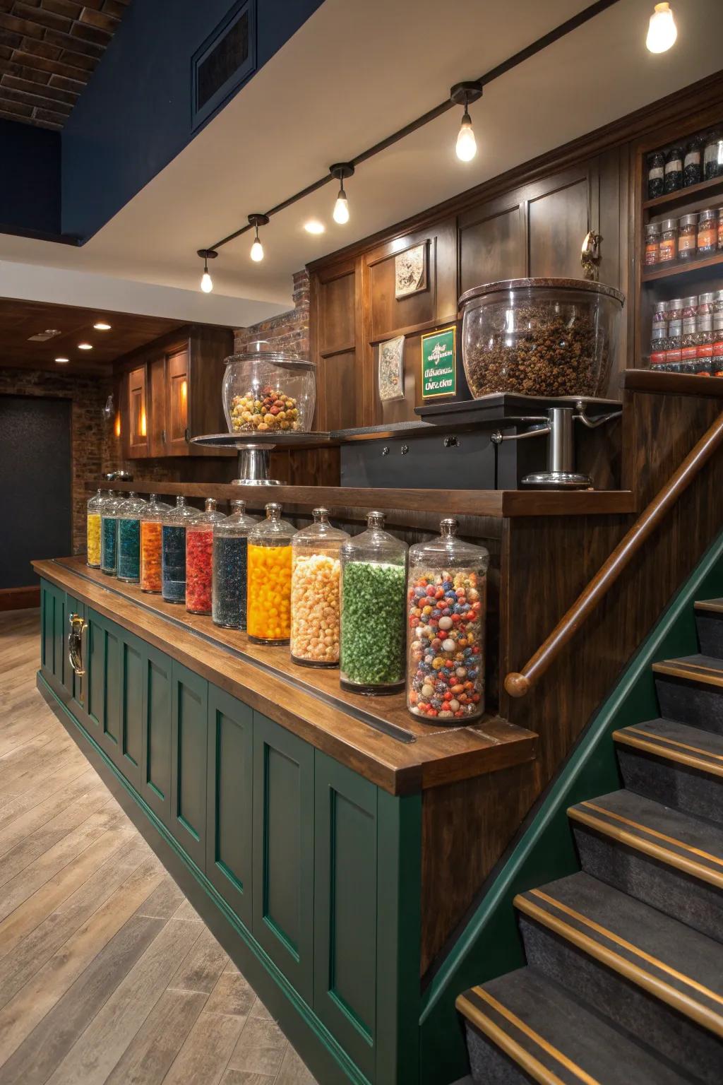 Brighten up your snack bar with vibrant jars showcasing your favorite treats.