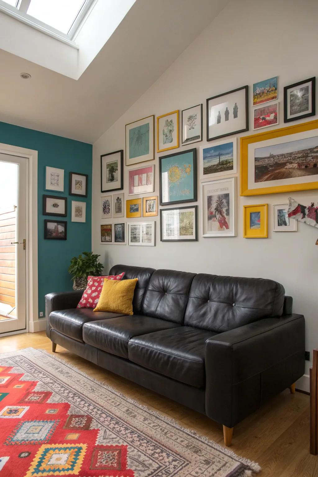 Personalize your space with a gallery wall that tells your story. #GalleryWall #ArtLovers #PersonalTouch