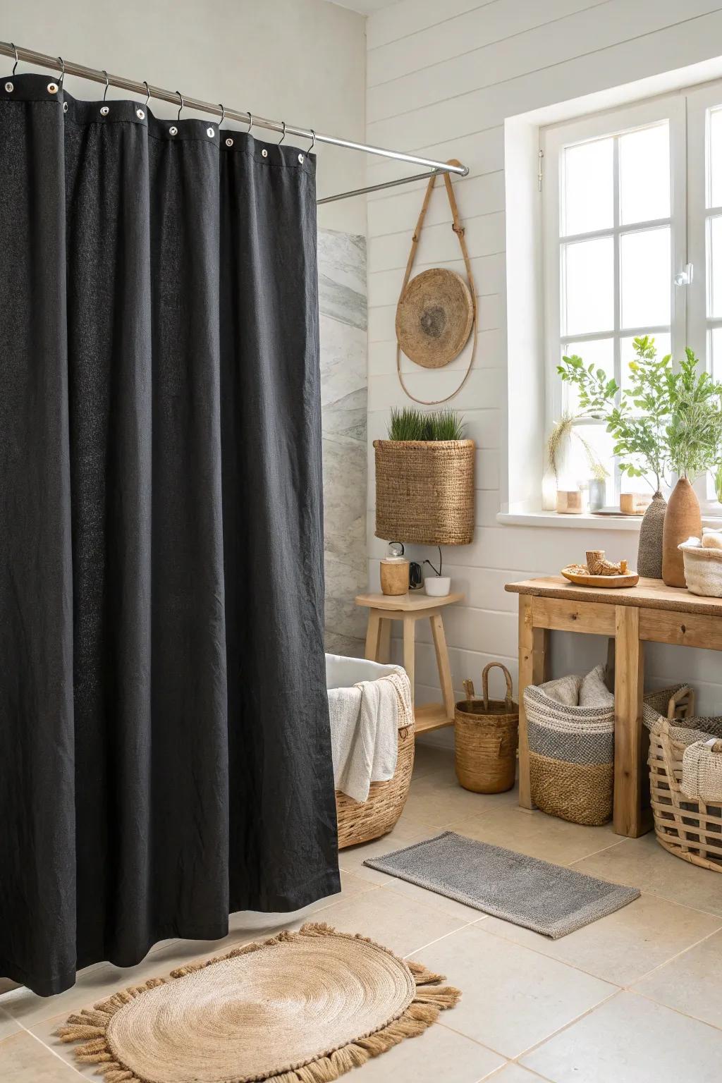 Achieve seamless style with a coordinated black bathroom set that ties everything together.