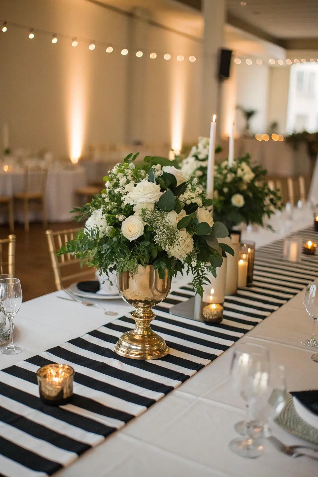 Chic and playful: black and white stripes add a bold statement to your decor.