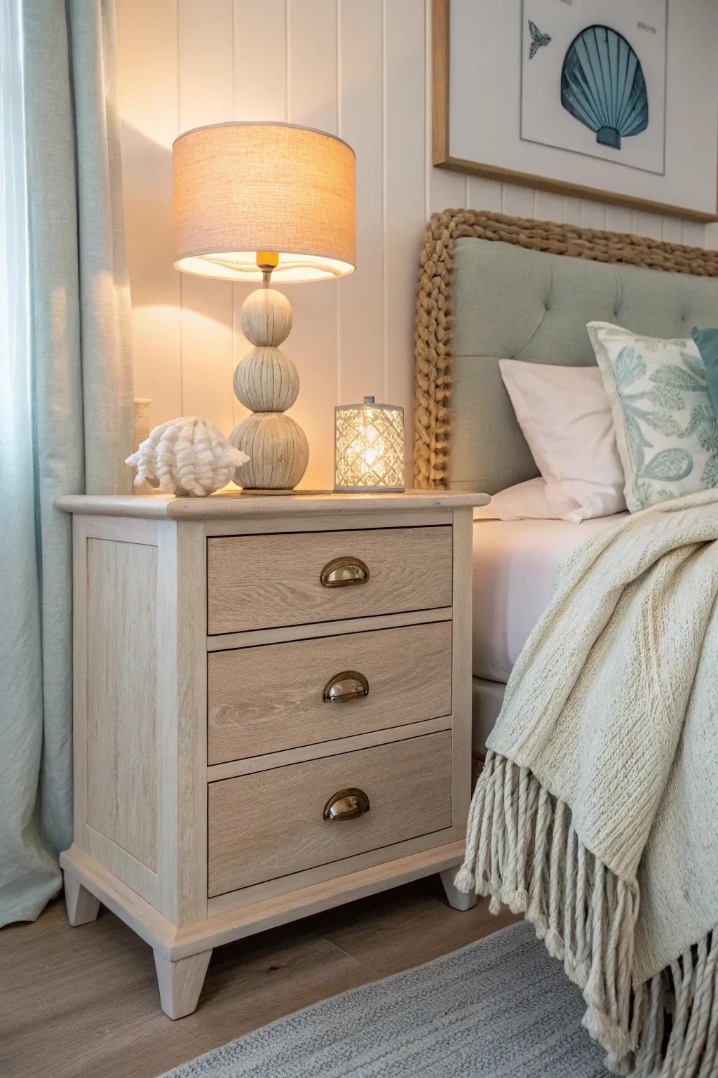 Add a touch of whimsy with seashell drawer pulls that make a playful statement.