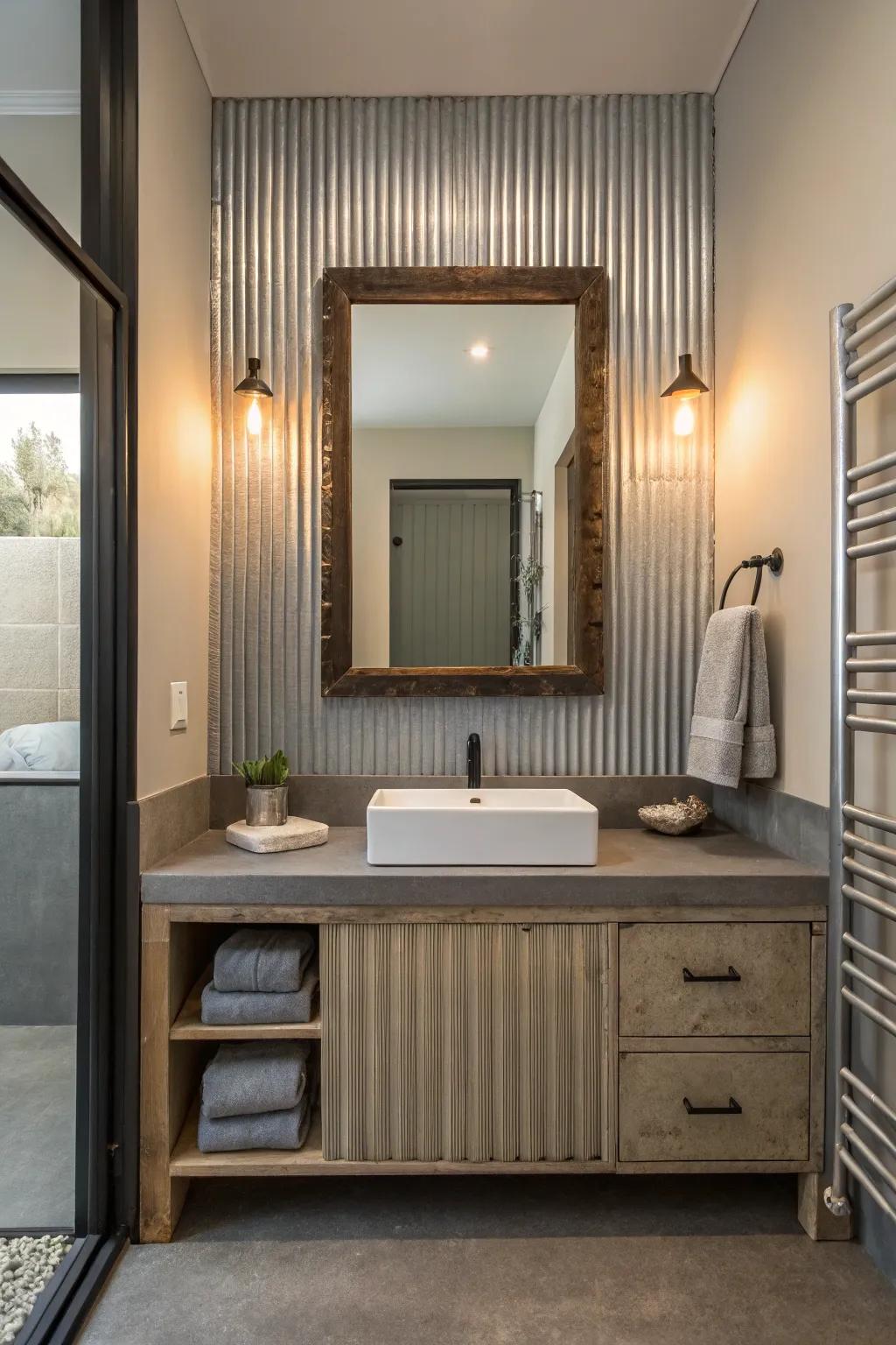 Embrace simplicity with minimal corrugated metal accents for a clean, modern look.