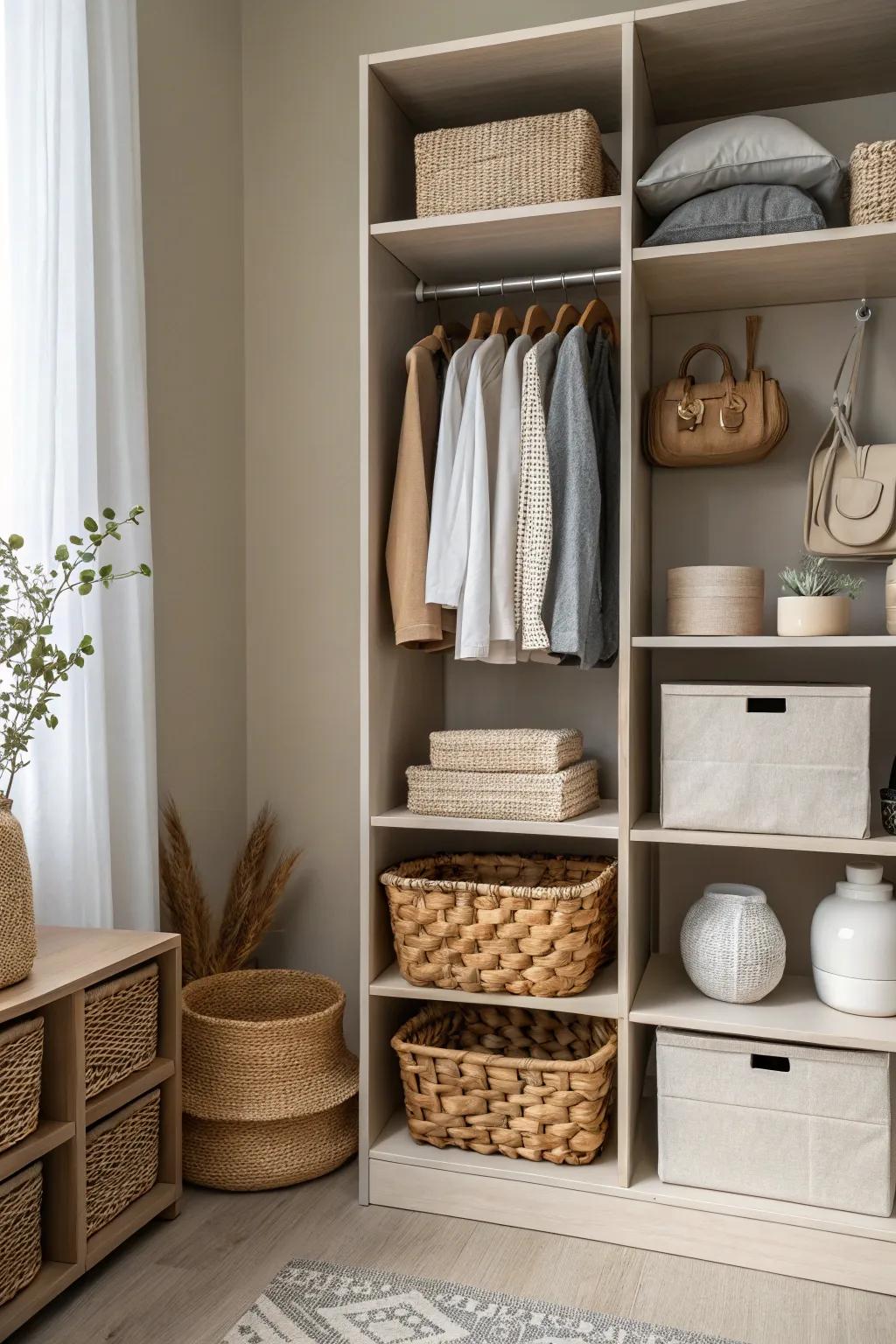 Achieve serenity with a minimalist approach to closet organization.