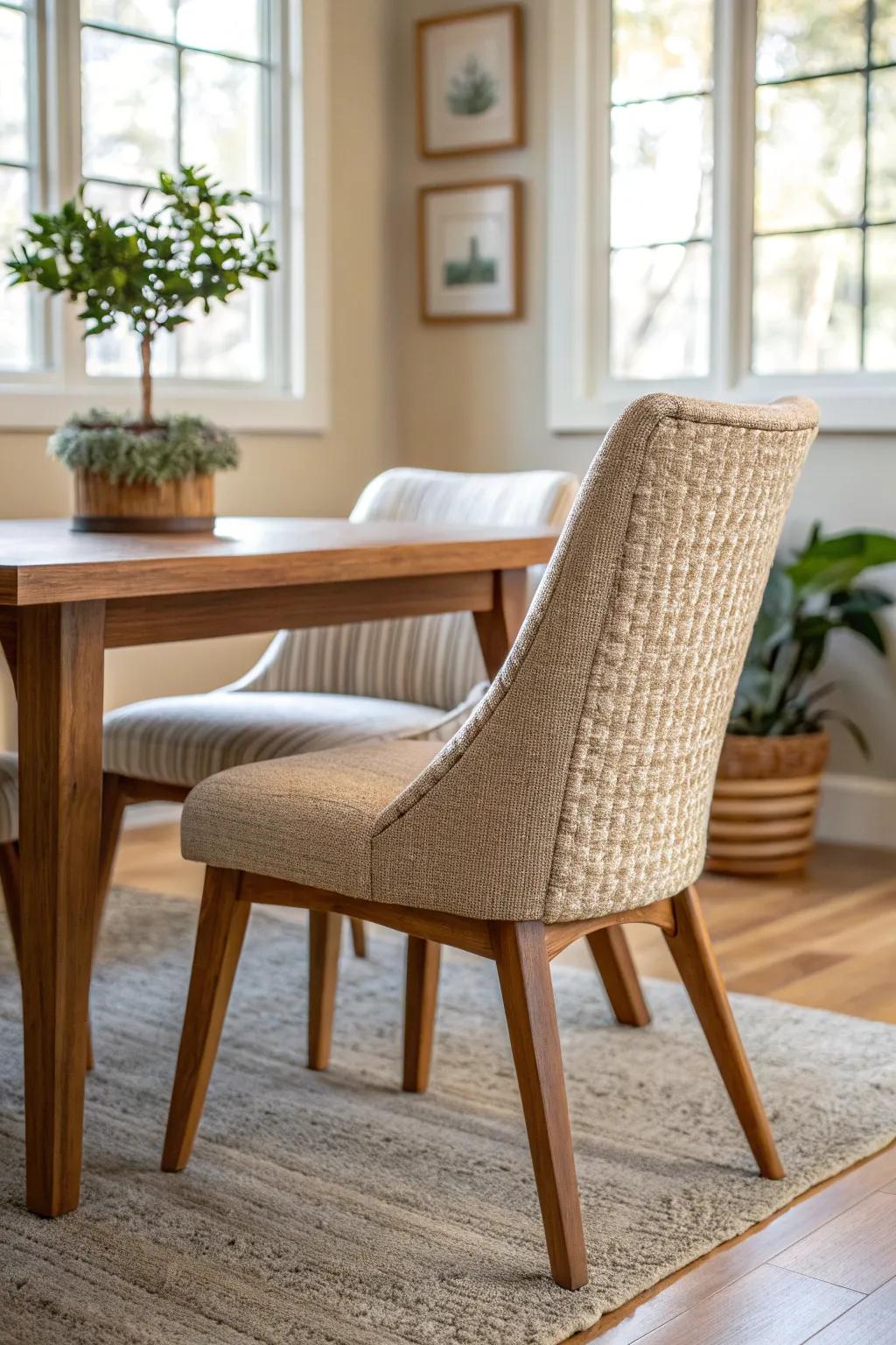 Add visual interest and depth with textured upholstery fabrics. 🎨 #TexturedDesign #InteriorArt