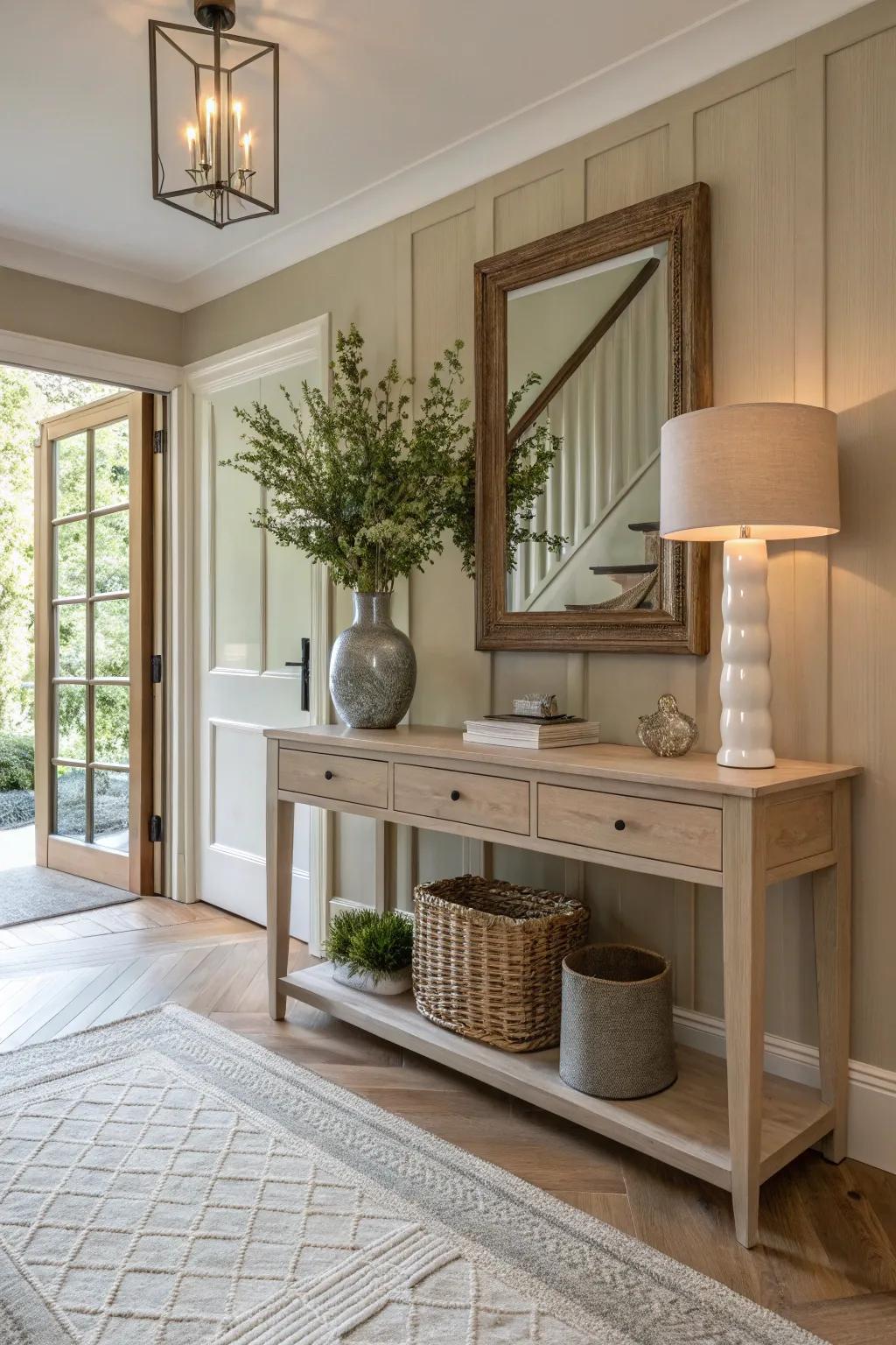 A harmonious color palette ties your entryway to the rest of your home.