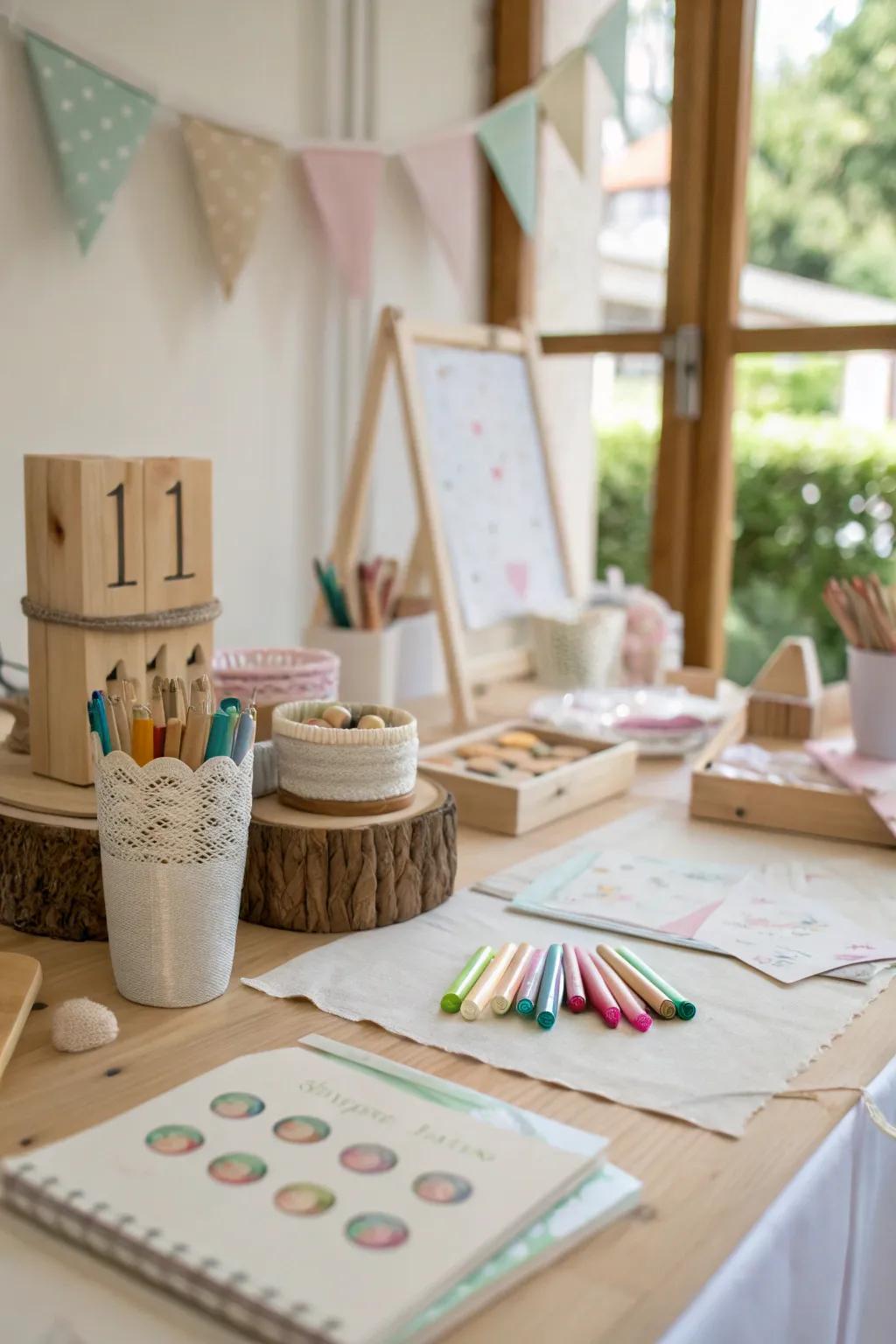 Unleash creativity with a DIY craft station that encourages fun and artistic expression.