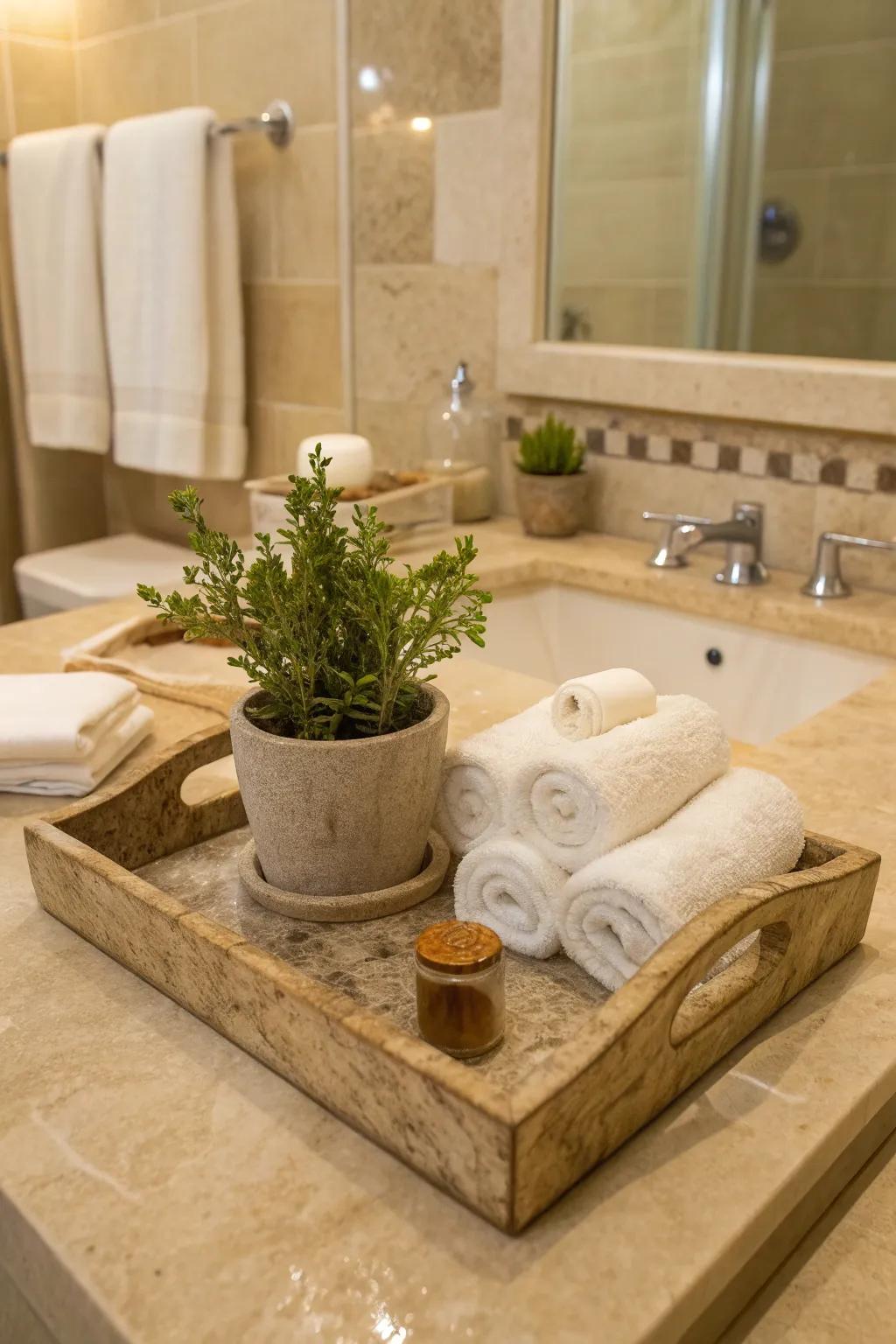 Bring nature indoors with a stunning natural stone tray. #EarthyElegance #NatureInspired